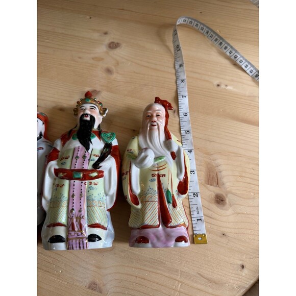 Lot of 3 Chinese Porcelain Figurines/ Fu Lu Shou Statues (7  Vintage Fu Lu Shou figurines